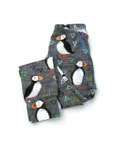 Puffin Leggings, Organic Cotton Leggings For Babies & Kids Up To 14 Years, Unisex Handmade in The Uk, Nautical Theme, Sealife