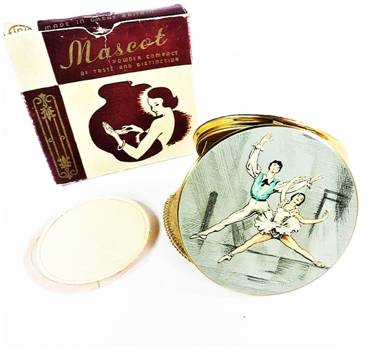 Something Old Blue Gift Unused Mascot Ballet Powder Compact 1950S