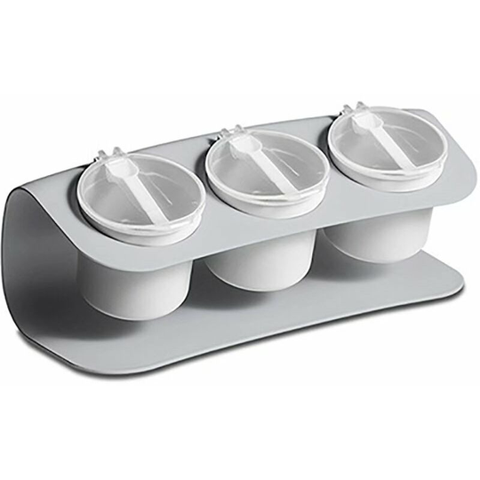 Home seasoning with lid, kitchen utensils, seasoning pot, storage box set for salty sugar, seasoning box, seasoning pot, seasoning box (gray