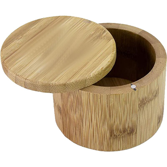 Fvbjd - Totally Bamboo Salt Cellar Bamboo Storage Box with Magnetic Swivel Lid,Salt Engraved on Lid bottle logo