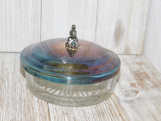 Vintage Crystal & Silver Dish, Candy Dishes, Powder Buff Gift Idea, Home Decor, Granny, Daysgonebytreasures