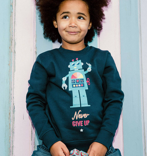 Retro Robot Kids Unisex Organic Cotton Sweatshirt