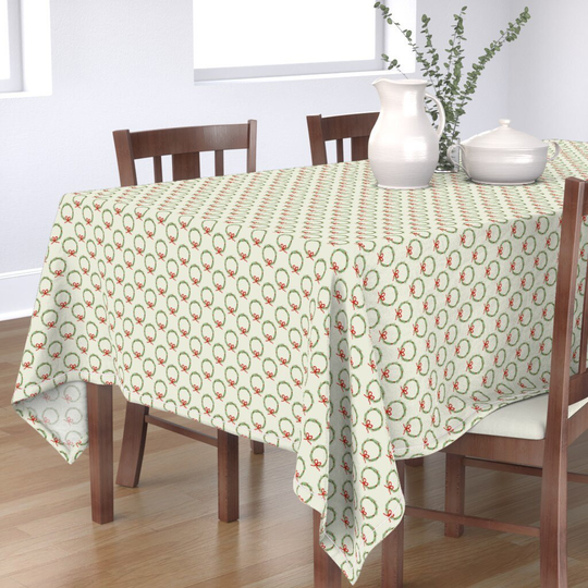 Wreaths Tablecloth - Christmas Wreath By Kathrinlegg Home Decor Seasonal Garden Cotton Sateen Spoonflower