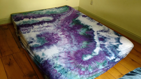 Purple & Teal Hand Dyed Organic Cotton Sheet Set Ice Sheets