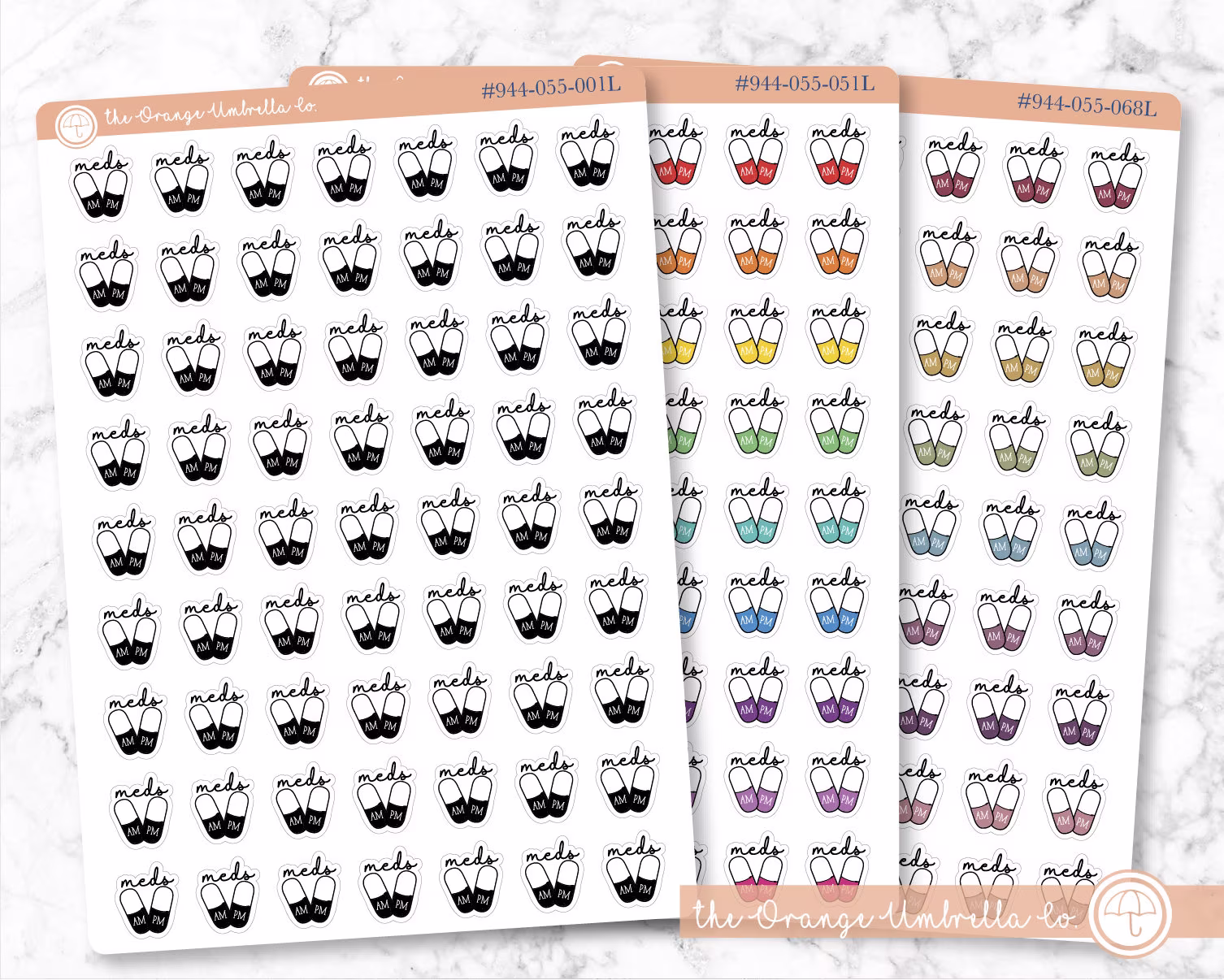 Medicine Am-Pm Tracking Icon Script Planner Stickers & Labels | E-141/944-055