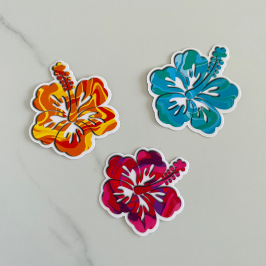Hibiscus Flower Sticker Pack // Hawaiian Stickers Floral Beach Water Bottle