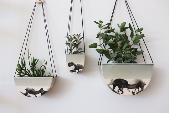 Half Moon Hanging Planter - Seafoam