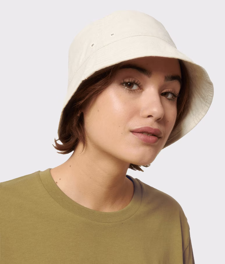 Organic Cotton Bucket Sun Hat. Round Rimmed Summer Hat