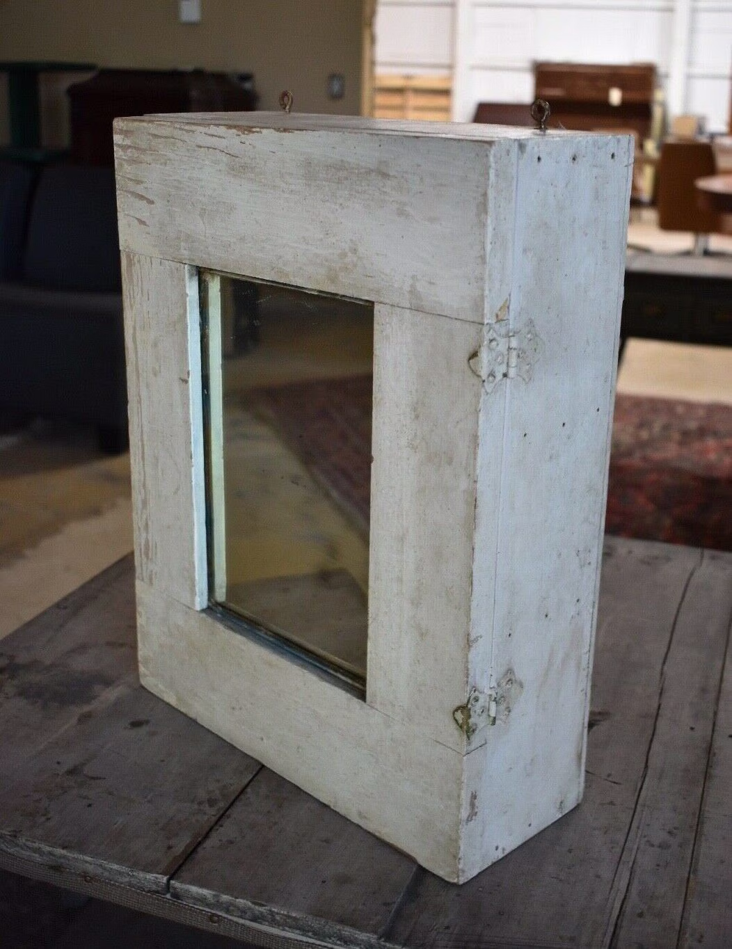 Antique Shabby White Wall Medicine Cabinet, Cupboard With Mirror
