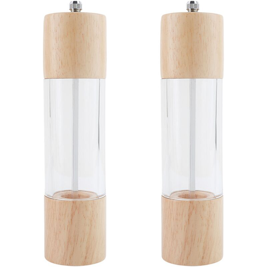 Pepper and Salt Grinder Set, Premium Acrylic Manual Salt and Pepper Mills, with Visible Window 8 inch color box