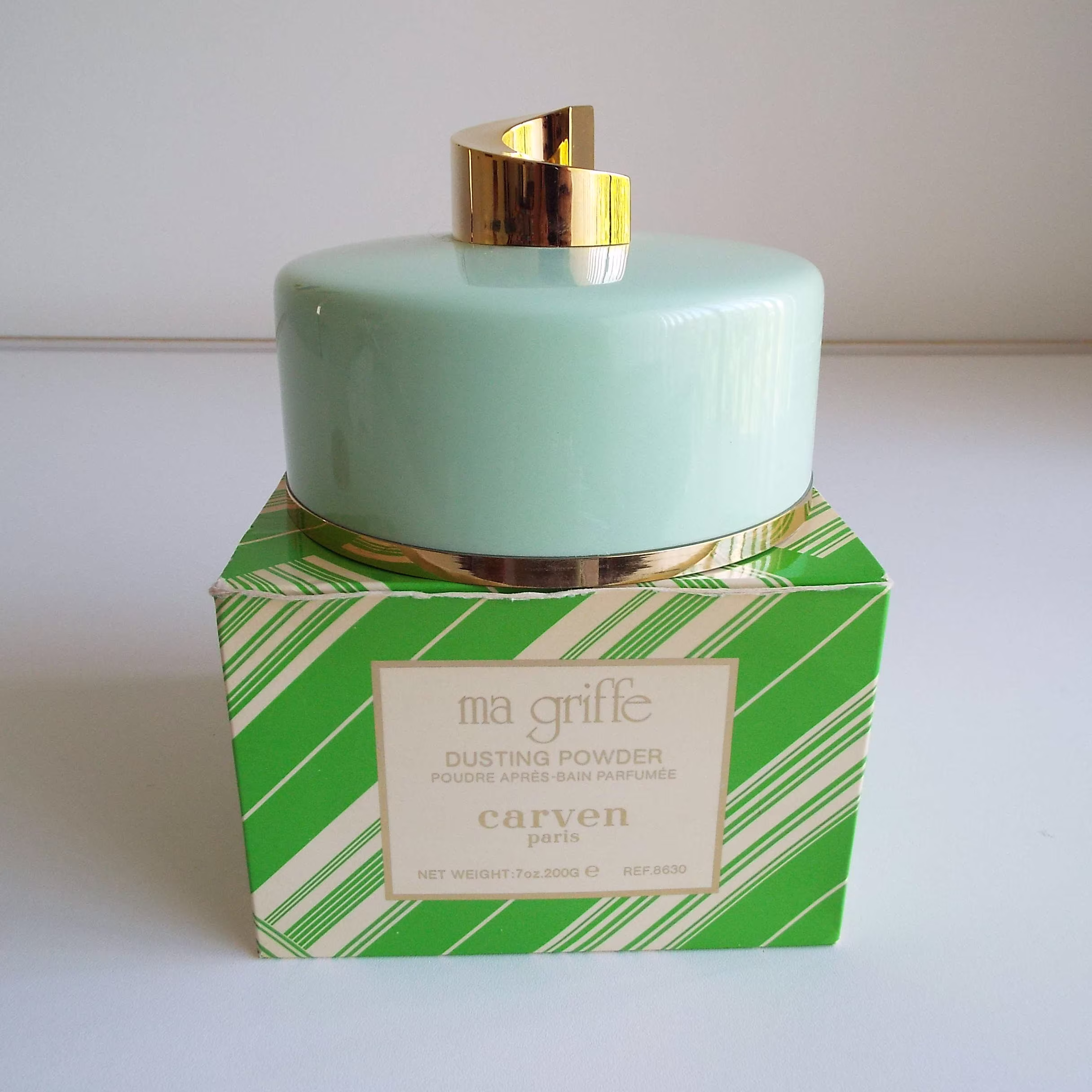 Rare Vintage 1970's Ma Griffe Carven Dusting Powder in Original Box 7Oz French Talcum Vanity Cosmetic