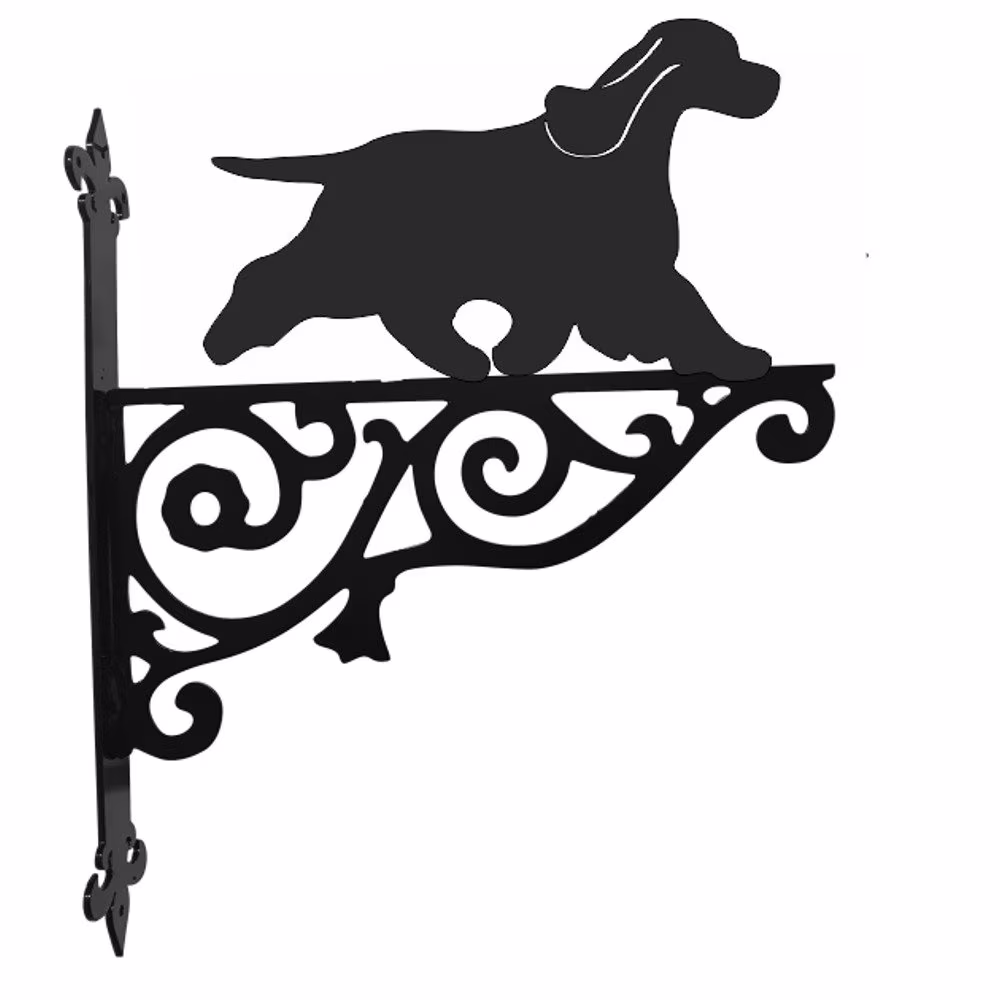 Cocker Spaniel Ornamental Hanging Bracket - Contemporary Basket Wall Mounted Decorative Garden Black