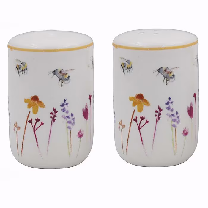 Busy Bees Bumble Bee Salt & Pepper Shaker Pots Pair 2 Boxed Dining Decor