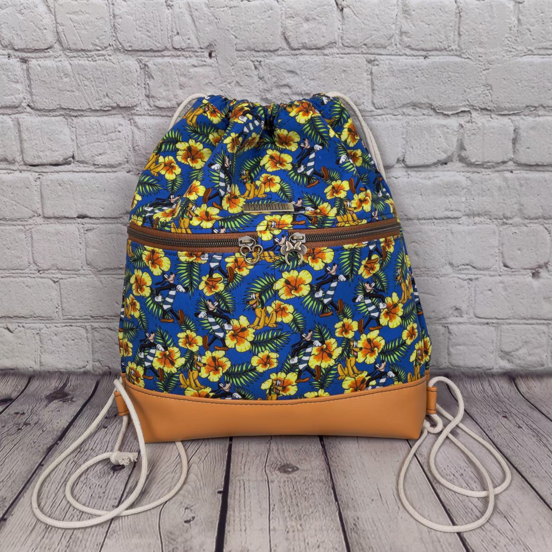Goofy Pluto Hibiscus Floral Summer Drawstring Backpack Tropical