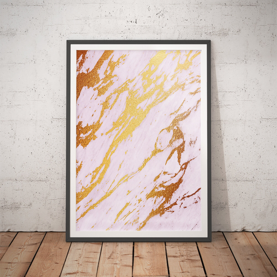 Marble Print No.14 - Powder Room Decor/Modern Bathroom Wall Gallery Rose Gold Contemporary Art Kintsugi