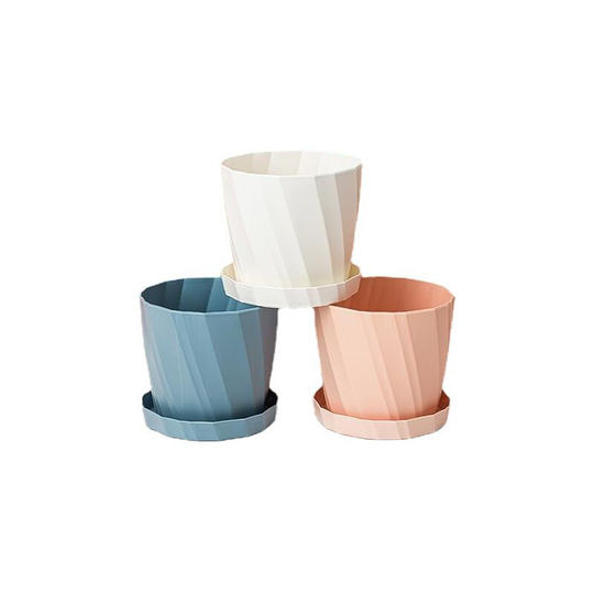 Betterlifegb - 3 Pack Colorful Plastic Flower Pots, Plant Holder Nordic Style Garden Pots Plant Containers with Base Bracket for Succulents, Flowers,