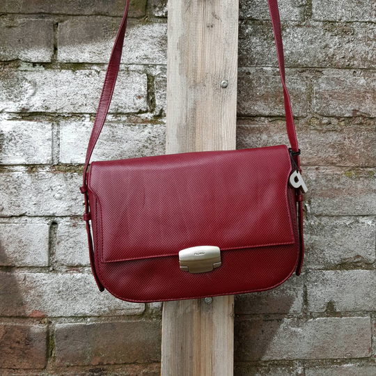 Mini Crossbody Organizer Purse Small Bag, Burgundy Leather Purse, Picard Vintage 90S Gift Ideas For Her