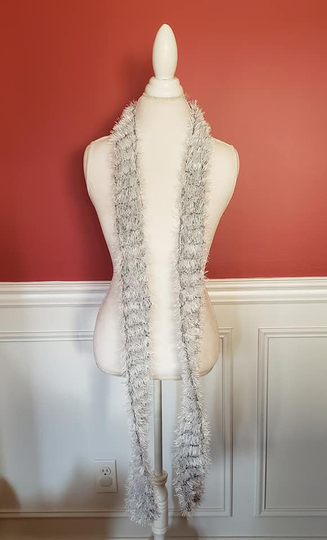 Hand Knit Extra Long Salt & Pepper Eyelash Fashion Scarf, Eyelash, Holiday Gift, Everyday Accessory