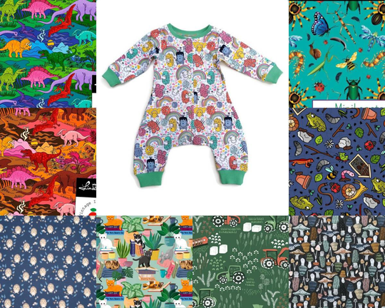 Organic Baby Romper, Personalise Fabric, Baby Sleep Suit, Babygrow, Harem Handmade in The UK