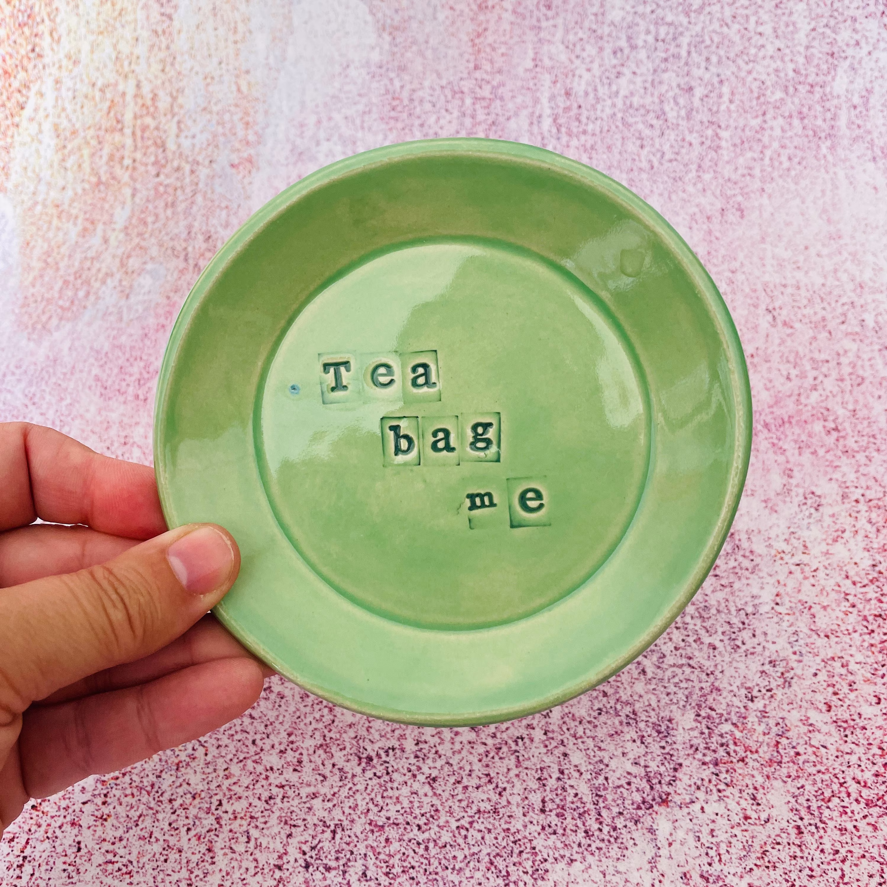 Green Ceramic Dish, Tea Bag Holder - Ready To Ship