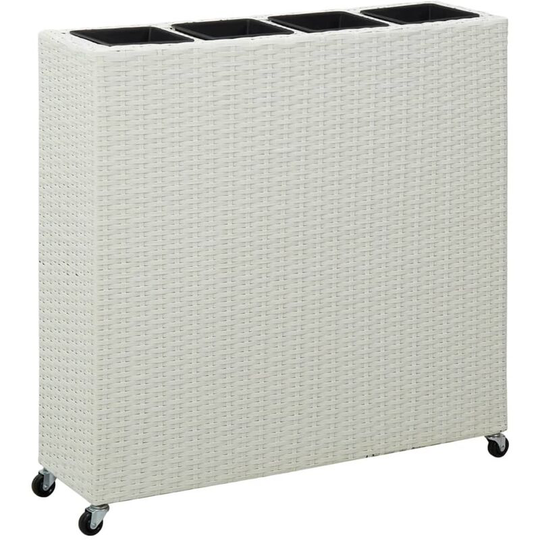 Vidaxl - Garden Raised Bed with 4 Pots 80x22x79 cm Poly Rattan White White
