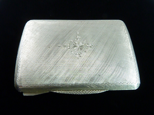 Unused Solid Silver Compact Mirror For Loose Foundation Wedding Gift Her 1950S Powder