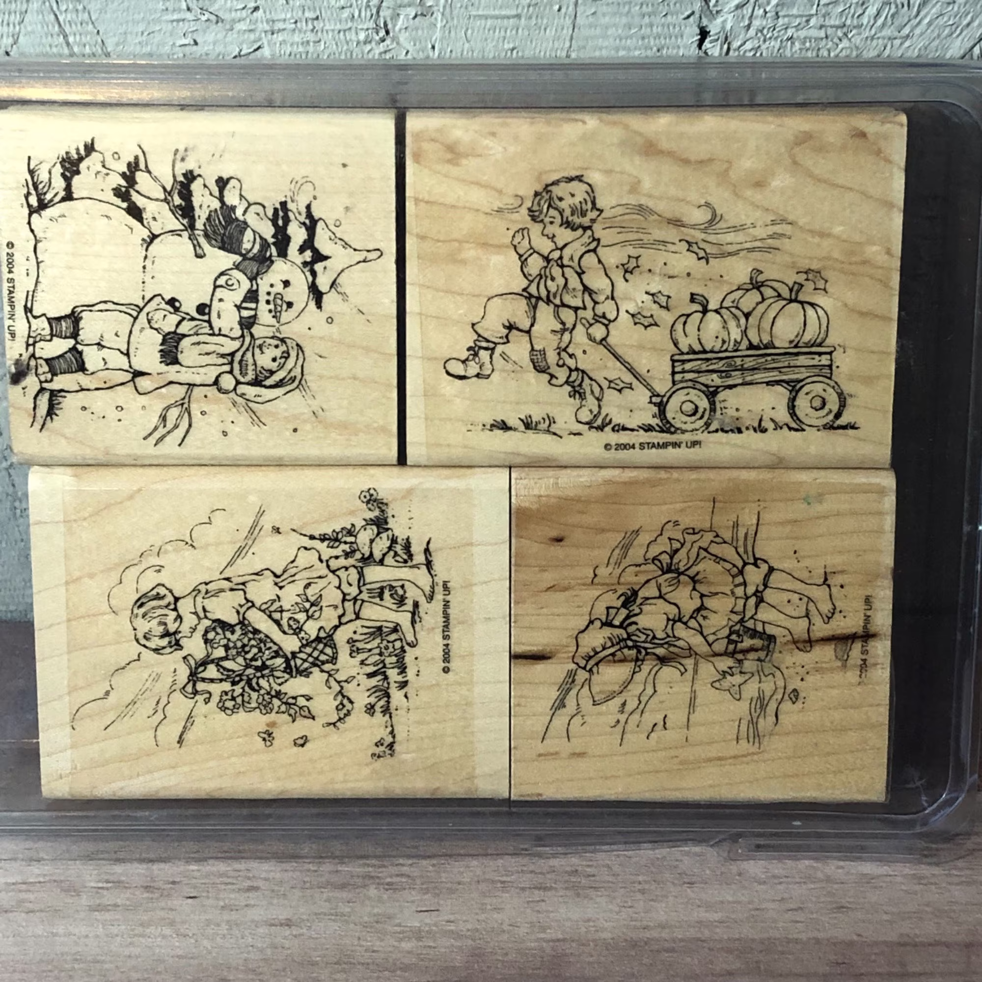 stampin Up Sweet Seasons - Children Pumpkin, Snowman, Beach, Flowers