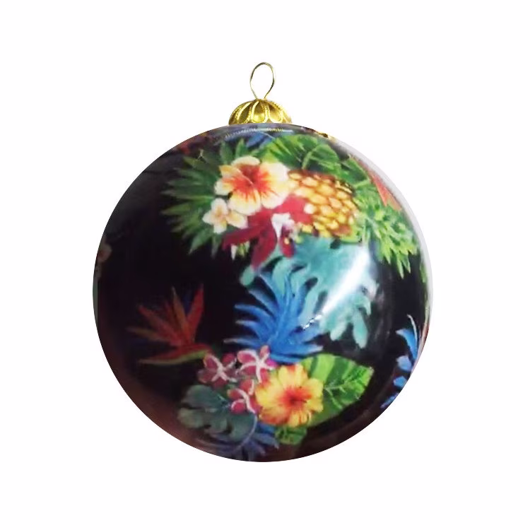 Hand Painted Hawaiian Hibiscus Plumeria Anthurium Heliconia Calla Lily Bouquet Design Christmas Tree Xmas Decoration House Accent Ornament