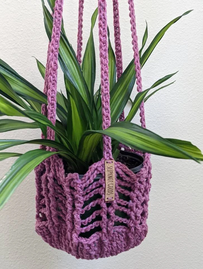 Wool Plant Hanger, Crochet Home Decor, Handmade, Housewarming, Recycled Wool, Gift, Ready To Ship