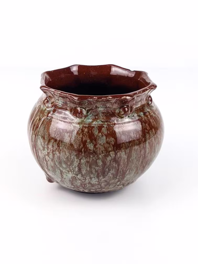 Watcombe Torquay Studio Pottery Plant Pot, Brown With Green Speckle, Terracotta Planter