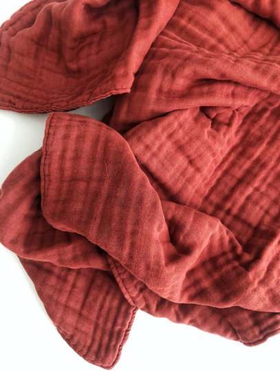 Eight Layer Gauze Quilt, Organic Receiving Blanket, Marsala Baby Shower Gift