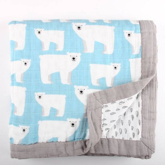 Four Layer Organic Cotton Polar Bear Blanket