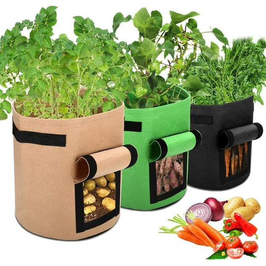 5Pcs Plant Bag Vegetable Grow Bag Side Plant Pots Breathable Garden Planter Container for Potato, Tomato, Carrot 1 Gallon
