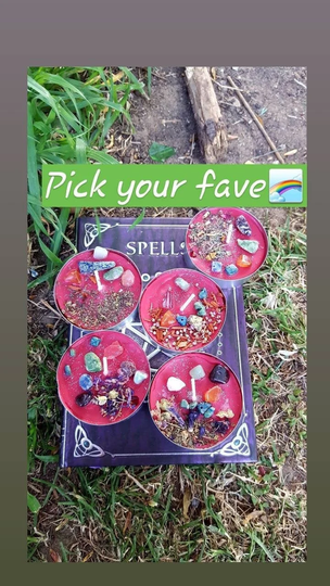 Happiness & Positive Energy Spell Tea Light Herbs Gemstones Crystal Candle Pick One That Takes Your Fancy. Plus Words. Wiccan