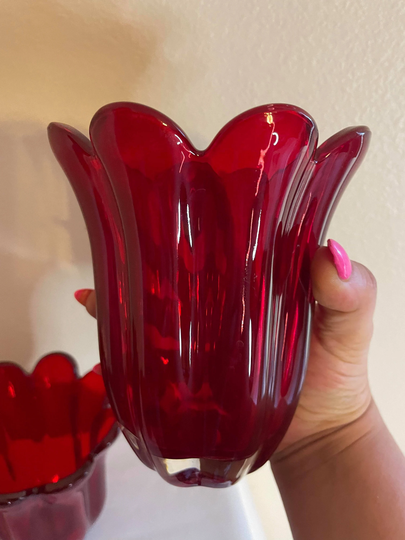 Vintage Teleflora Ruby Red Vase , Candle Holders, Planters Tall 5.5 Inch, Only 1 Piece
