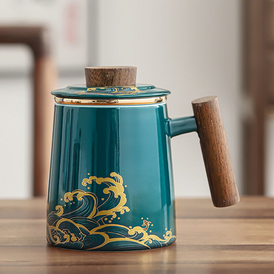 Cup Ceramic Tea Mug With Infuser And All-in-One Infuser Lid Ideal For Coffee Or Tea Leaves, For Home Or Office In a Nice Gift Box