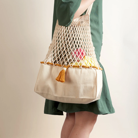 Organic Cotton Mesh Bag, Women Eco Friendly Gift, Shopping Tote Quality Canvas Pack, Reusable Grocery Bag - Refikadan By Refika Birgul
