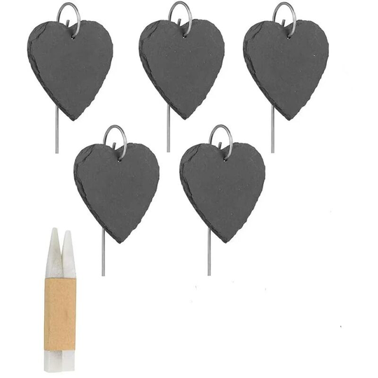 Pack Slate Plant Labels Plant Labels, Garden Plant Markers, Natural Labels with Metal Stakes and Chalk Pens for Yard, Outdoor and Greenhouse