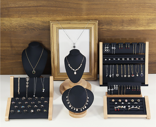 Black Wood Jewelry Display, Black Ring Organizer Stand, Necklace Display, Necklace Holder , Black Earring Display Ds1255