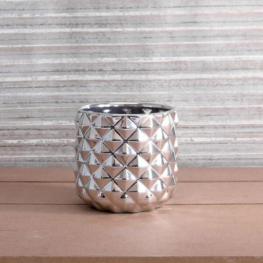 Silver Pineapple Ceramic Pot 13.3cm Indoor Planter - Fast & Free UK Delivery