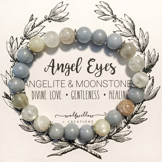 Angel Eyes Bracelet | Angelite Moonstone Divine Love Gentleness Healing