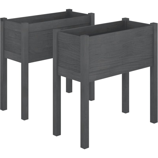 Vidaxl - Garden Planters 2 pcs Grey 70x31x70 cm Solid Pinewood Grey