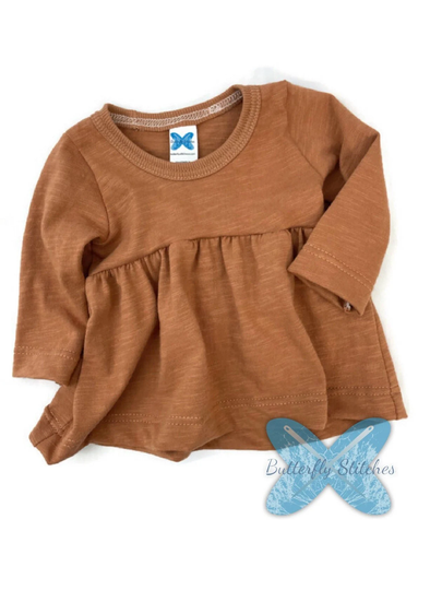 Ruffle Top/Peplum Fall Top Winter Baby Peplum Toddler Long Sleeve Ruffle Organic Cotton Slub Fabric