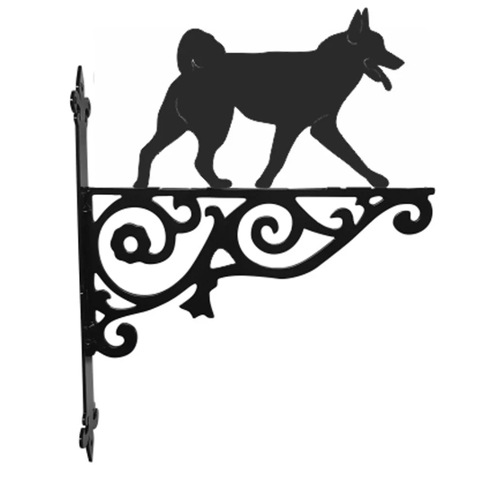 Norwegian Buhund Ornamental Hanging Bracket - Contemporary Basket Wall Mounted Decorative Garden Black