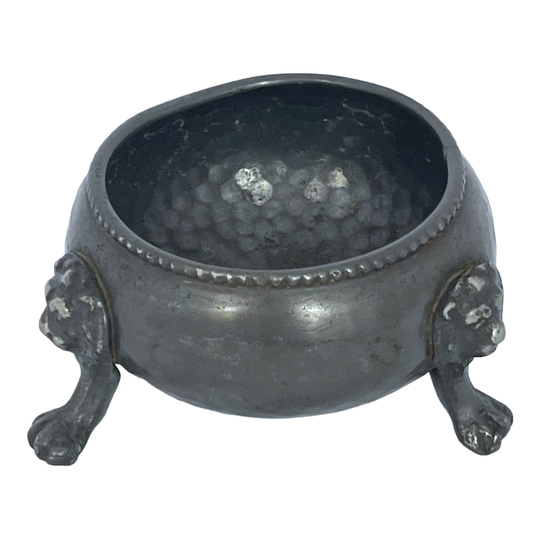 Antique Pewter Cauldron, Salt Wiccan Altar, English Lion Offering Bowl, Pagan, Incense Burner, Witchcraft Supplies, Altar Piece
