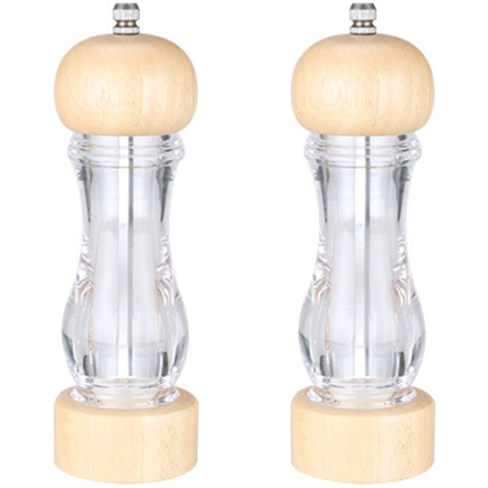 Fvbjd - Acrylic Salt and Pepper Grinder , Manual Pepper Grinder- Wooden Shakers with Adjustable Ceramic Core 2pcsJD-MP011 carbon steel grinding core