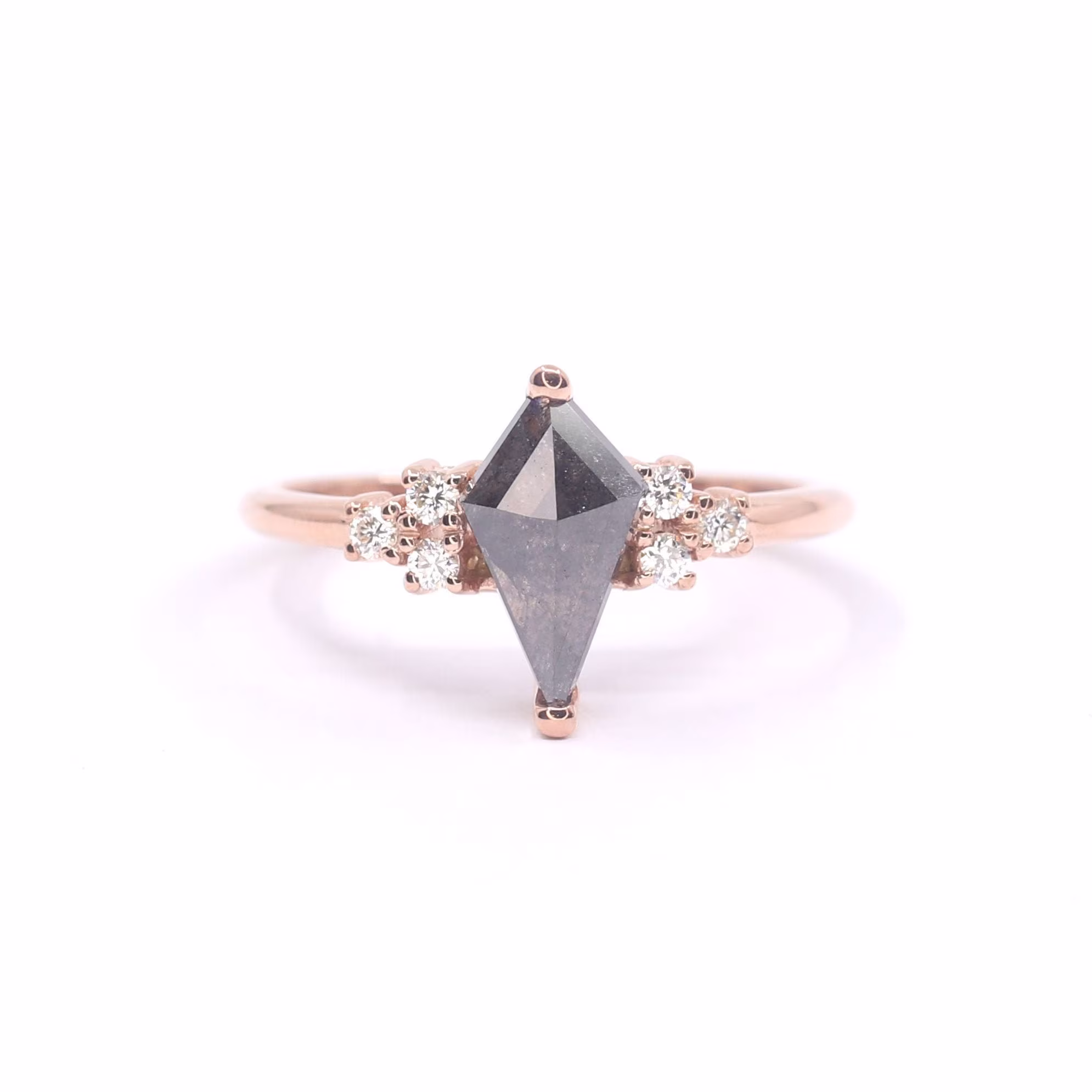 14K Natural Salt & Pepper Diamond Bridal Ring/Wedding Anniversary White Gold
