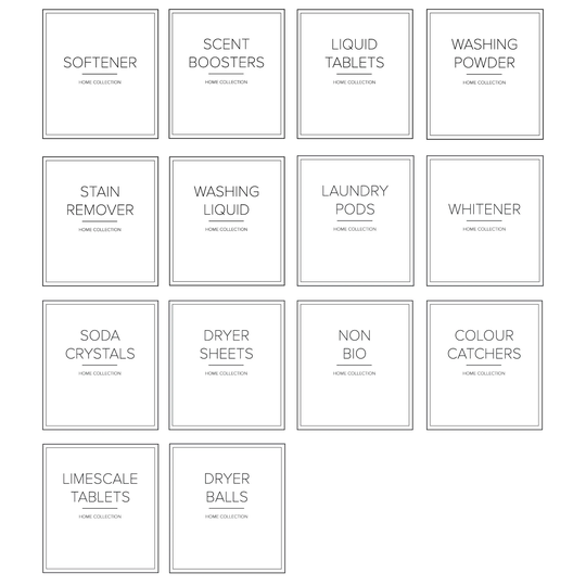 White Laundry Labels Bundle Waterproof Home Collection Softener, Scent Boosters Washing Powder Utility Labels, Kitchen Storage Jar