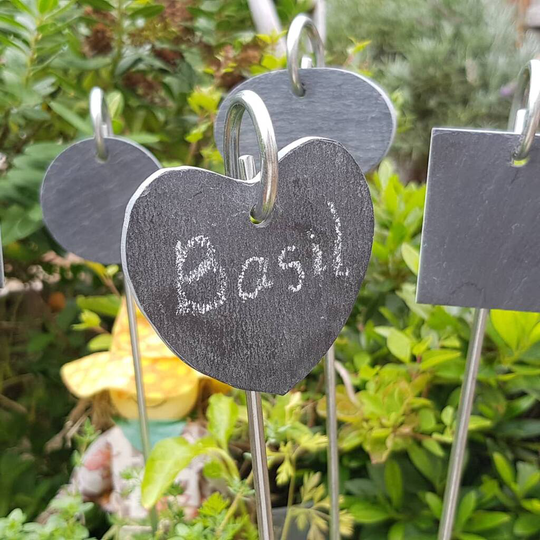 Shaped Slate Herb And Plant Markers With Steel Spikes