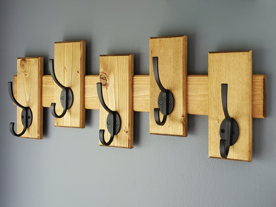 Coat Rack, Modern Rustic Hanger, Entryway Organizer, Handmade Wood Shelf, Wall-Mounted, Farm House Style, Towel Hanger